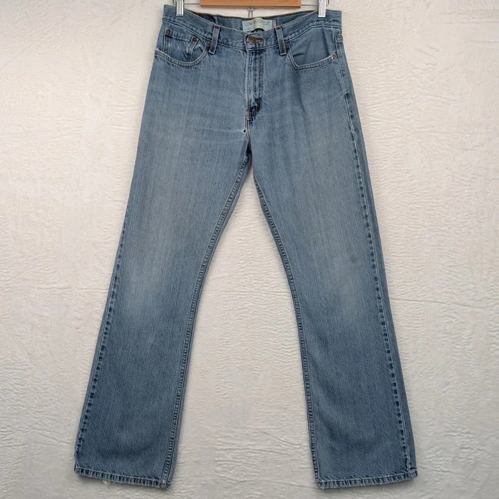 VTG Levi's Jeans Men's 34x34 Blue Faded 527 Low Boot Cut Slim Distressed Y2K